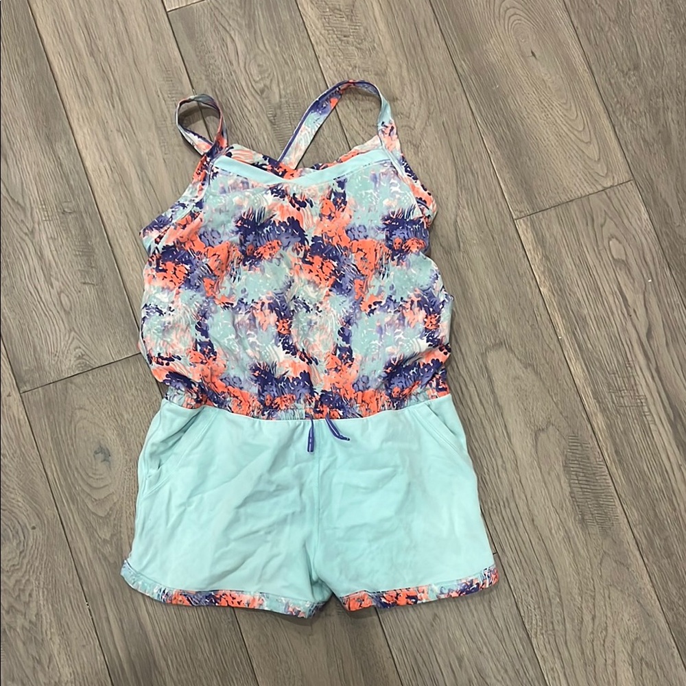 Floral Print Romper with Mint Shorts